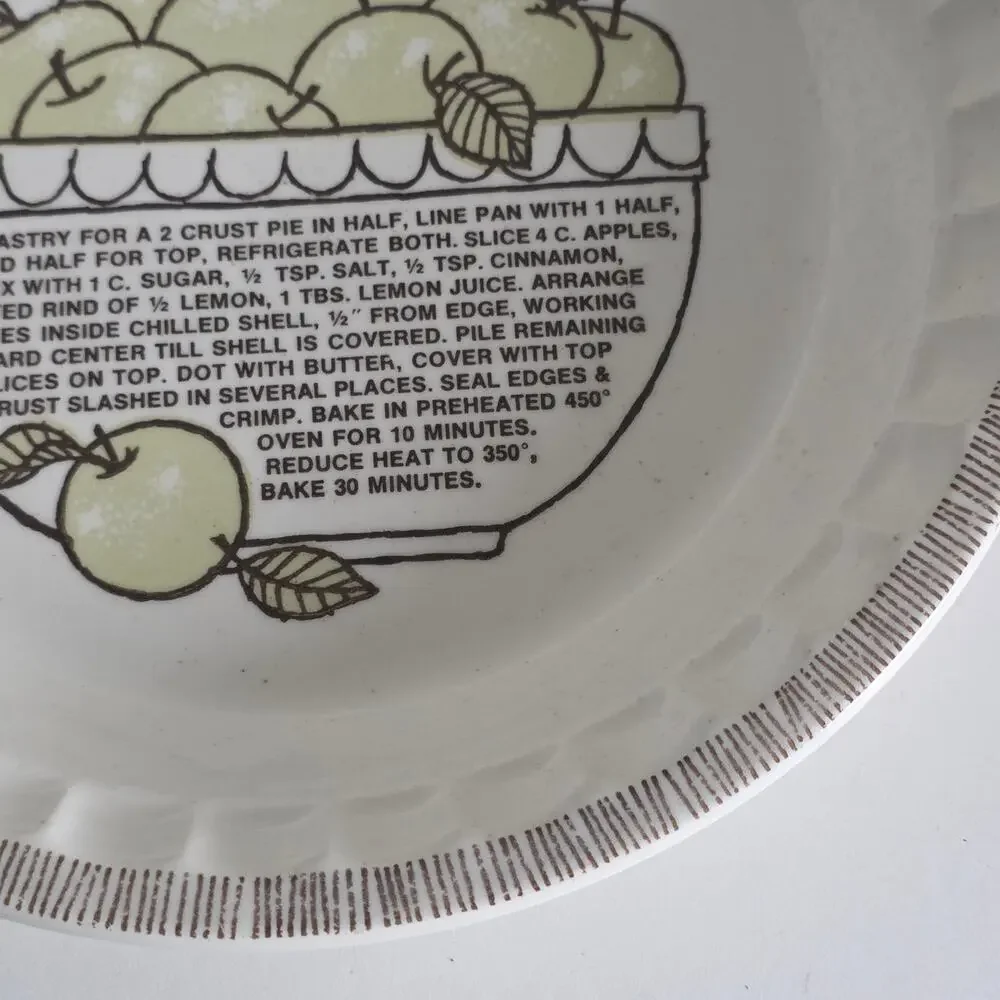 Vintage Royal China by Jeannette Apple Pie Recipe Ceramic Pie Plate 11 in